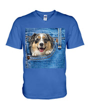 Load image into Gallery viewer, Australian Shepherd In Denim Pocket Gift For Dog Lovers Guys V-Neck
