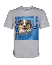 Load image into Gallery viewer, Australian Shepherd In Denim Pocket Gift For Dog Lovers Guys V-Neck
