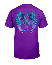Load image into Gallery viewer, You Matter Ribbon Awareness With Angel Wings Guys Tee
