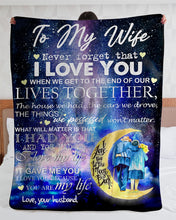 Load image into Gallery viewer, Galaxy Husband Gift For Wife Love You To The Moon And Back Sherpa Blanket
