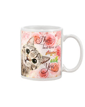 Load image into Gallery viewer, The Best Time Is Staying With You Roses With Cat Gift For Cat Lovers Mug
