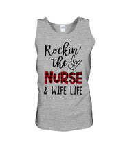 Load image into Gallery viewer, Vintage Funny Rockin' The Nurse And Wife Life Custom Unisex Tank Top
