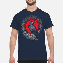 Load image into Gallery viewer, Raven Viking Culture Celtic Design Gray And Red Guys Tee
