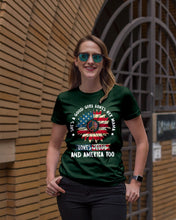 Load image into Gallery viewer, Good Girl Loves Her Mama Loves Jesus and America Too Design Ladies Tee
