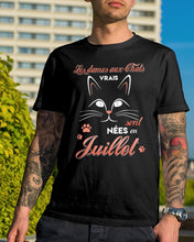 Load image into Gallery viewer, Les Dames Au Chats Vrais Sont Nees En Juillet Guys Tee
