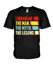 Load image into Gallery viewer, Vintage Funny Librarian The Man The Myth The Legend Gift For Friends Guys V-Neck
