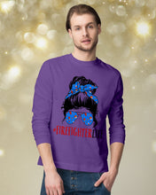 Load image into Gallery viewer, Firefighter Make You Life Safe Lady With Blue Ribbonhead Gift For Women Unisex Long Sleeve
