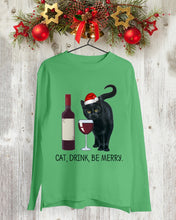 Load image into Gallery viewer, Cat Drink And Be Merry Meaningful Gift For Women Unisex Long Sleeve
