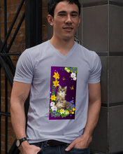 Load image into Gallery viewer, Flowers Under Butterfly Purple With Cat Gift For Cat Lovers Guys V-Neck
