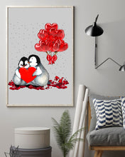 Load image into Gallery viewer, Penguin Forever Love With Red Heart Balloon Gift For Penguin Lovers Vertical Poster
