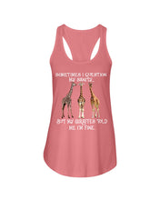 Load image into Gallery viewer, Sometimes I Question My Sanity My Giraffes Told Me I'm Fine Ladies Flowy Tank
