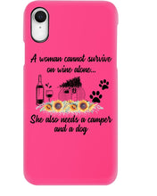 Load image into Gallery viewer, A Woman Cannot Survive On Wine Alone She Also Needs A Camper And A Dog Phone case
