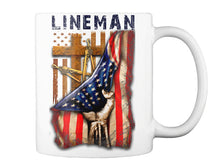 Load image into Gallery viewer, Lineman America Flag Special Custom Design For Personalized Job Gift Mug
