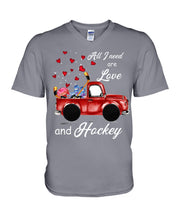 Load image into Gallery viewer, All I Need Are Love And Hockey Gift For Hockey Players Guys V-Neck
