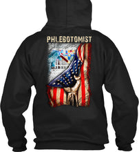 Load image into Gallery viewer, Philebotomist American Flag Special Custom Design Personalized Job Gift Hoodie
