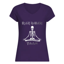 Load image into Gallery viewer, Yoga Iron Skeleton Dark Blue Background Gift For Men Ladies V-Neck
