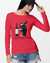 Load image into Gallery viewer, Cat Drink And Be Merry Meaningful Gift For Women Unisex Long Sleeve
