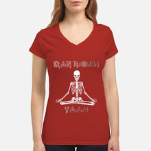 Load image into Gallery viewer, Yoga Iron Skeleton Dark Blue Background Gift For Men Ladies V-Neck
