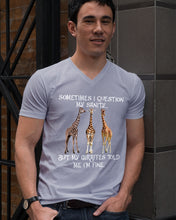 Load image into Gallery viewer, Sometimes I Question My Sanity My Giraffes Told Me I'm Fine Guys V-Neck
