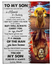 Load image into Gallery viewer, Mom Gift For Son Lion Reflection I Will Always Carry You In My Heart Fleece Blanket
