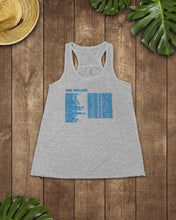 Load image into Gallery viewer, Pinpoint The Location In The Space Blue Ladies Flowy Tank
