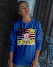 Load image into Gallery viewer, Pig America Flag Sunflower Special Custom Design Unisex Long Sleeve
