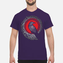 Load image into Gallery viewer, Raven Viking Culture Celtic Design Gray And Red Guys Tee
