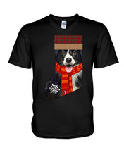 Load image into Gallery viewer, Santa Border Collie In Stock Gift For Dog Lovers Guys V-Neck
