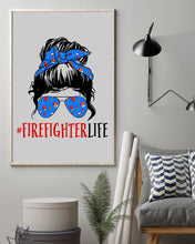 Load image into Gallery viewer, Firefighter Make You Life Safe Lady With Blue Ribbonhead Gift For Women Vertical Poster
