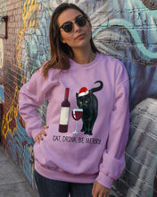 Load image into Gallery viewer, Cat Drink And Be Merry Meaningful Gift For Women Sweatshirt
