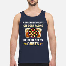 Load image into Gallery viewer, A Man Cannot Survive On Beer Alone He Also Needs Darts Trending Unisex Tank Top
