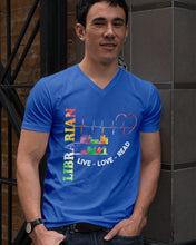 Load image into Gallery viewer, Librarian Live Love Read Special Custom Design Guys V-Neck
