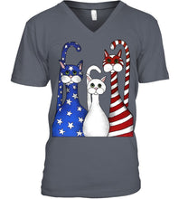 Load image into Gallery viewer, Cat Happy America  Independence's Day Special Custom Design Guys V-Neck
