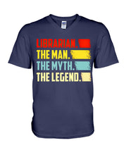 Load image into Gallery viewer, Vintage Funny Librarian The Man The Myth The Legend Gift For Friends Guys V-Neck
