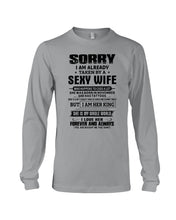 Load image into Gallery viewer, Gift For Husband Taken By A November Sexy Wife Who Happens To Cuss A Lot Unisex Long Sleeve
