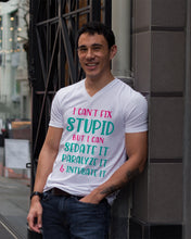 Load image into Gallery viewer, I Can't Fix Stupid But I An Sadate It Gift For Girls Guys V-Neck
