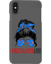 Load image into Gallery viewer, Firefighter Make You Life Safe Lady With Blue Ribbonhead Gift For Women Phone case
