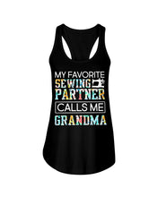 Load image into Gallery viewer, My Favorite Sewing Partner Calls Me Grandma Colorful Design Gift For Sewing Lovers Ladies Flowy Tank
