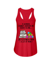 Load image into Gallery viewer, A Woman Cannot Survive On Book Alone She Also Needs Yarn Trending Ladies Flowy Tank

