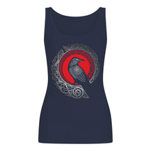 Load image into Gallery viewer, Raven Viking Culture Celtic Design Gray And Red Ladies Flowy Tank
