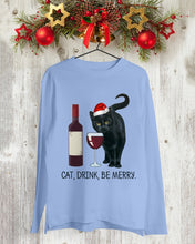 Load image into Gallery viewer, Cat Drink And Be Merry Meaningful Gift For Women Unisex Long Sleeve
