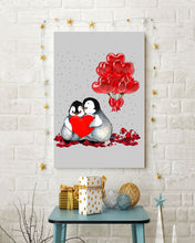 Load image into Gallery viewer, Penguin Forever Love With Red Heart Balloon Gift For Penguin Lovers Vertical Poster
