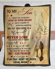 Load image into Gallery viewer, You Either Win Or Learn Shadow Of Mom And A Boy Mama Gift For Son Sherpa Blanket
