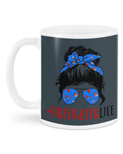 Load image into Gallery viewer, Firefighter Make You Life Safe Lady With Blue Ribbonhead Gift For Women Mug
