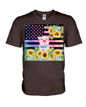 Load image into Gallery viewer, Pig America Flag Sunflower Special Custom Design Guys V-Neck
