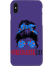 Load image into Gallery viewer, Firefighter Make You Life Safe Lady With Blue Ribbonhead Gift For Women Phone case
