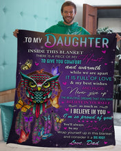 Load image into Gallery viewer, Owl Dreamcatcher Dad Gift For Daughter Believe In Yourself Sherpa Blanket

