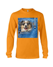 Load image into Gallery viewer, Australian Shepherd In Denim Pocket Gift For Dog Lovers Unisex Long Sleeve
