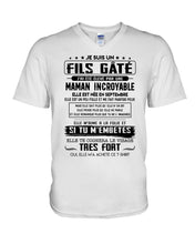 Load image into Gallery viewer, Fils Gâté J'ai Été Élevé PẢ Une Maman Incroyable En Septembre Guys V-Neck
