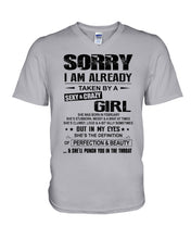 Load image into Gallery viewer, I'm Already Taken By A Sexy And Crazy Girl She Was Born In February Guys V-Neck
